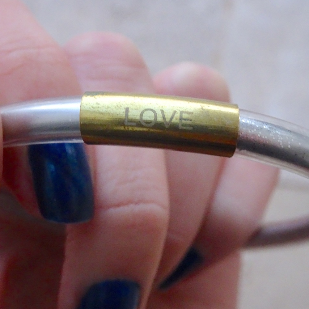 LOVE Silver Glitter Tube Retro Y2K 90s Inspired Stacking Bracelet